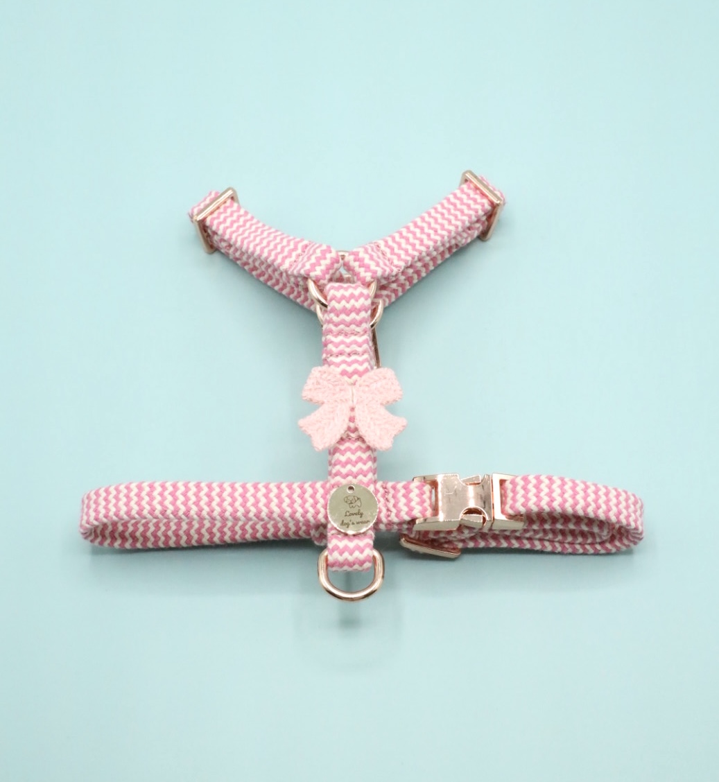 Szelki Zigzag Rose Beige Bow