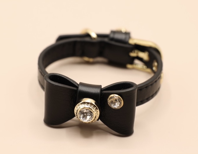 Obroża Lether Black Bow
