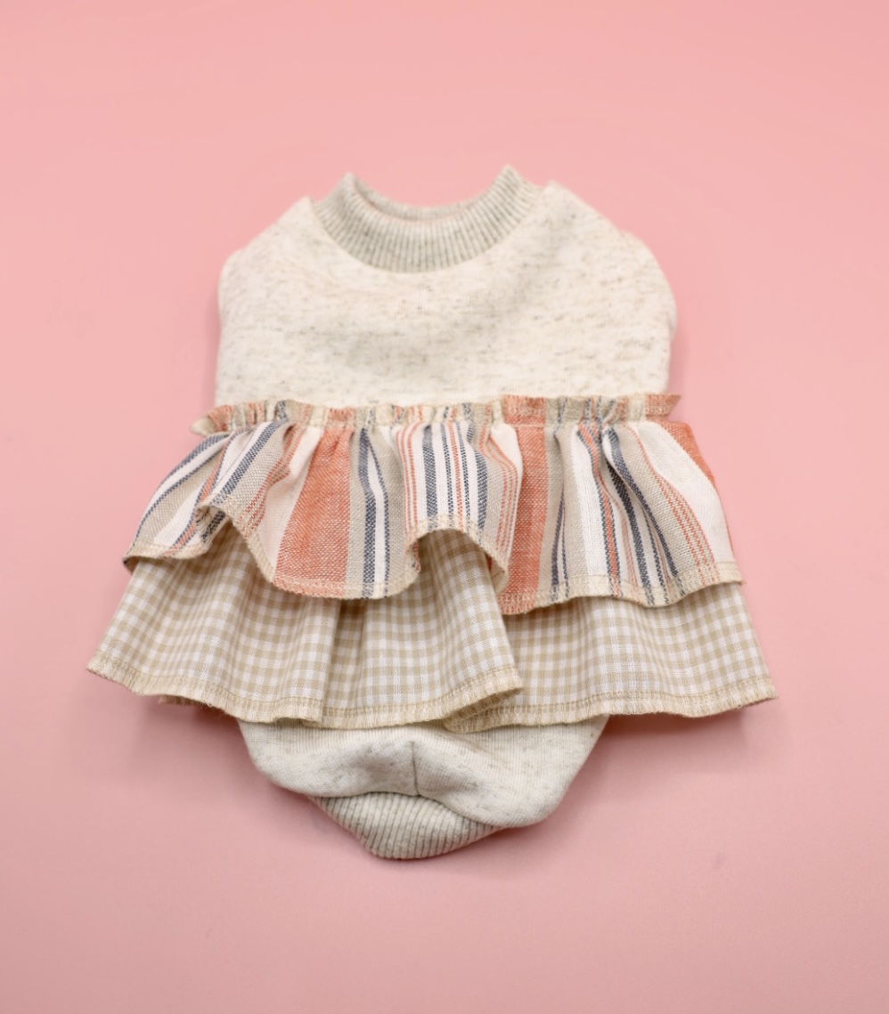 Bluzka, sukienka Beige Striped - obrazek 5