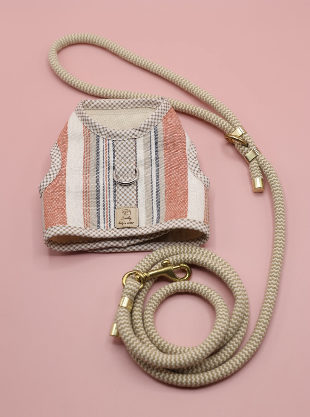 Szelki-kamizelka Linen Beige Striped - obrazek 5