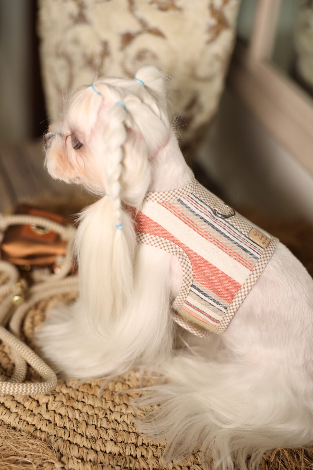 Szelki-kamizelka Linen Beige Striped - obrazek 7
