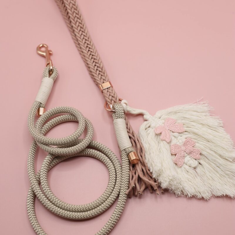 smycz miejska  Boho Powder Pink beige